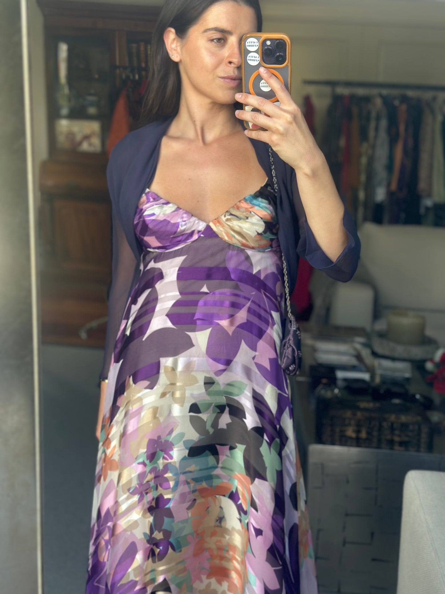 Vestido seda morado