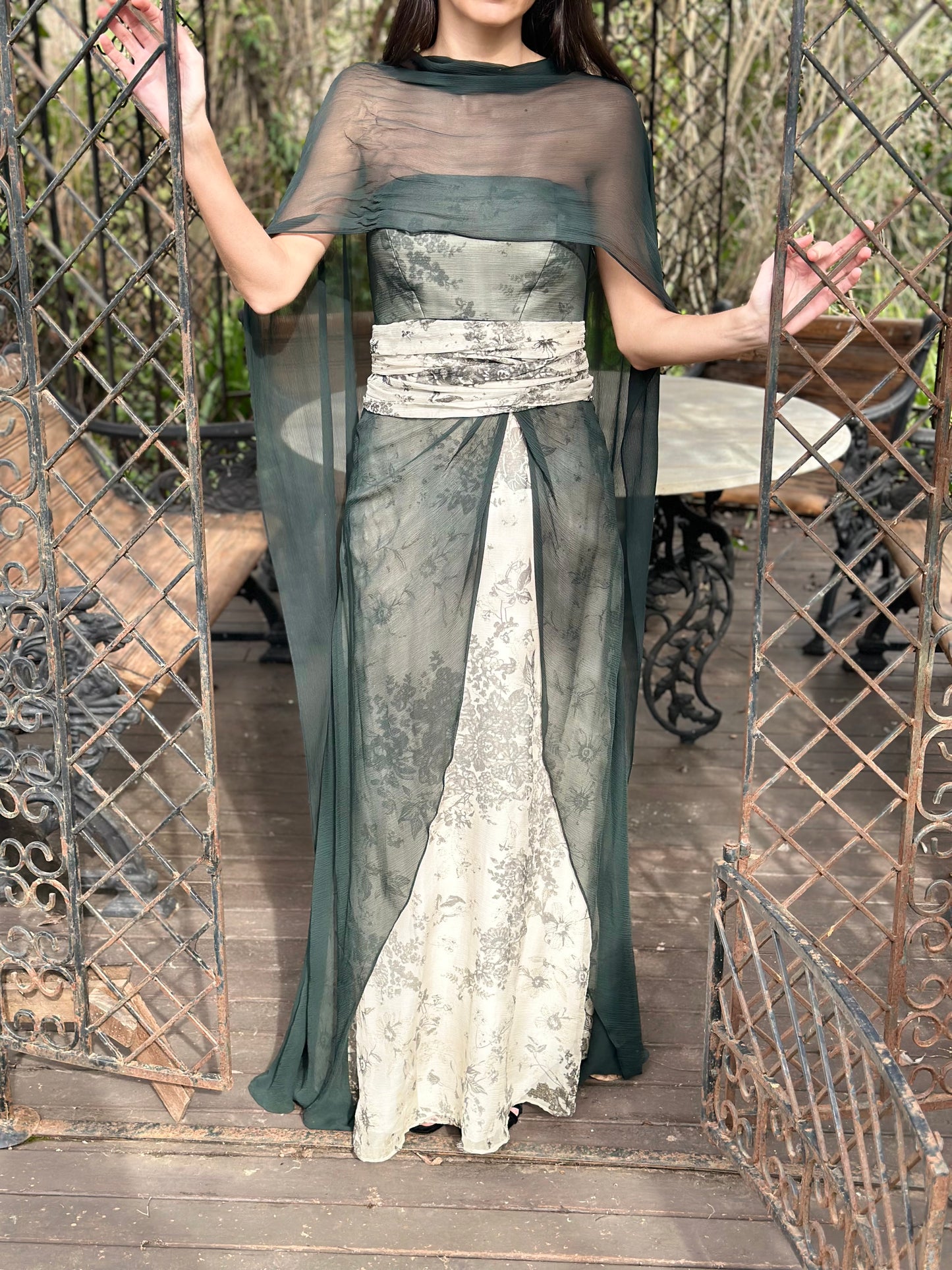 Vestido gasa combinado
