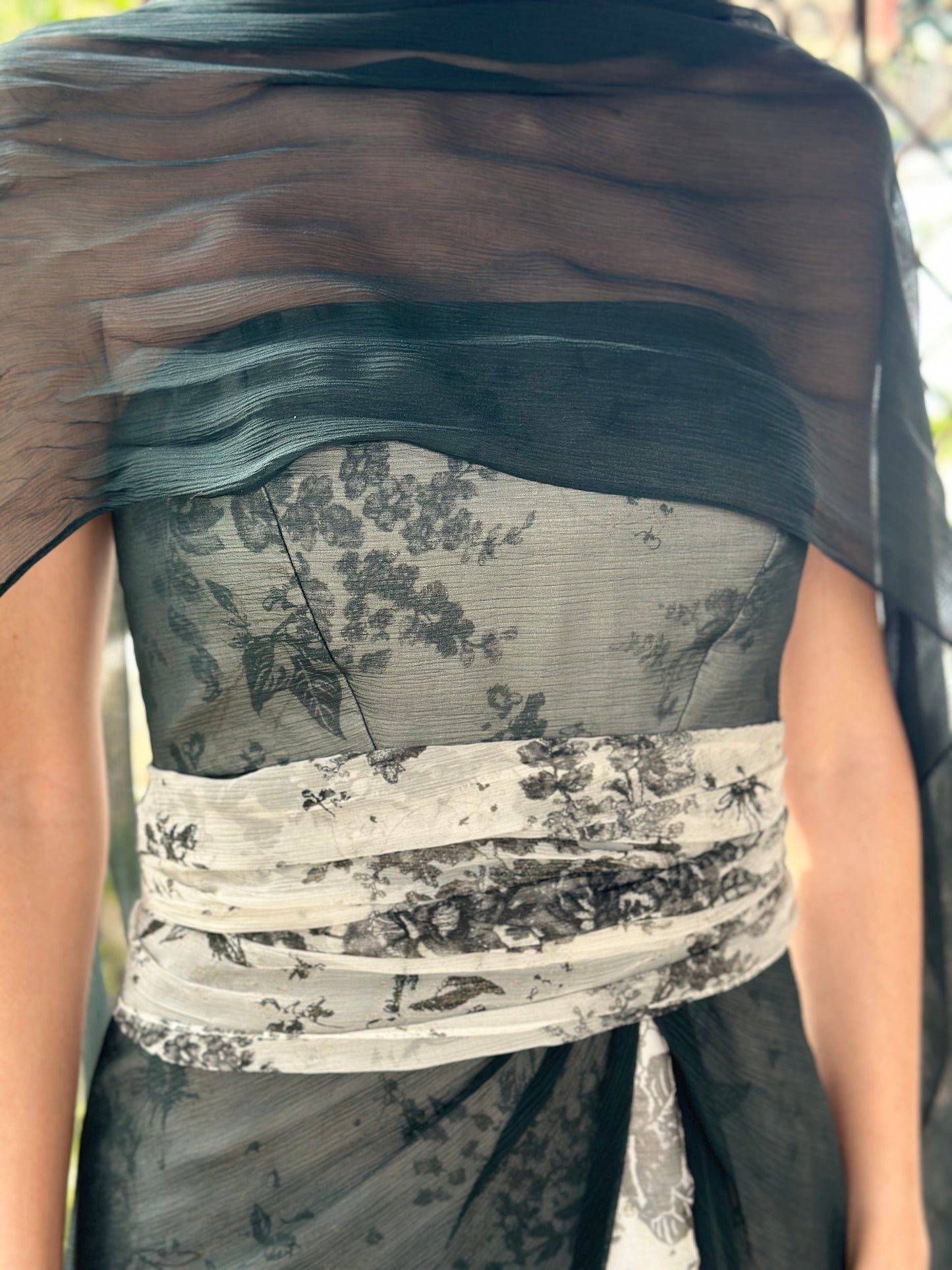 Vestido gasa combinado