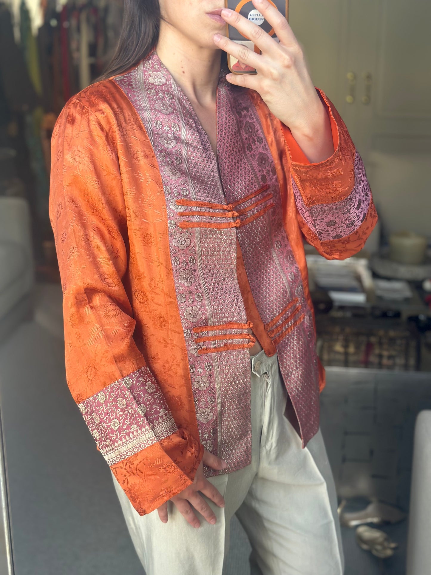 Chaqueta asiática seda