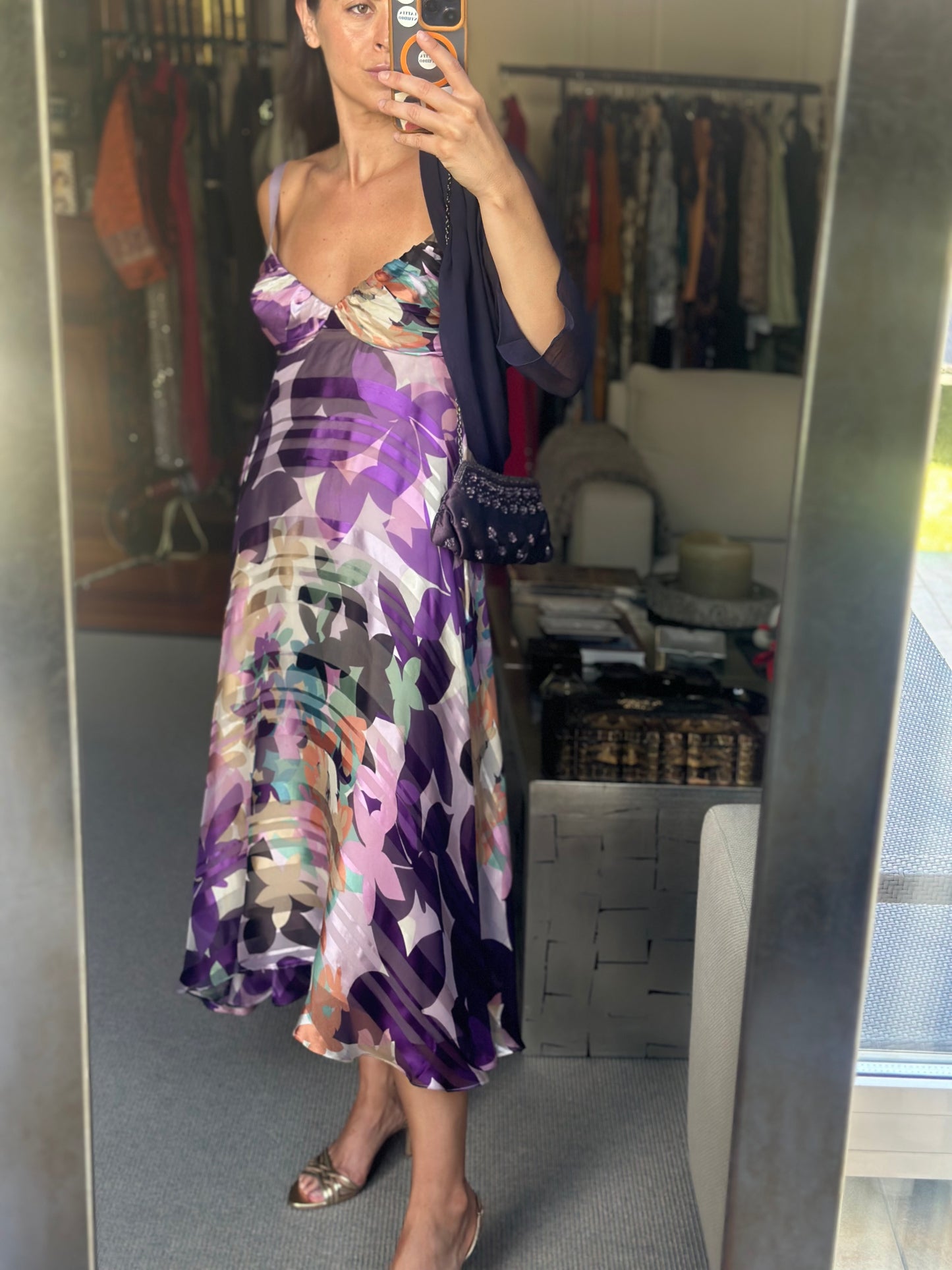 Vestido seda morado