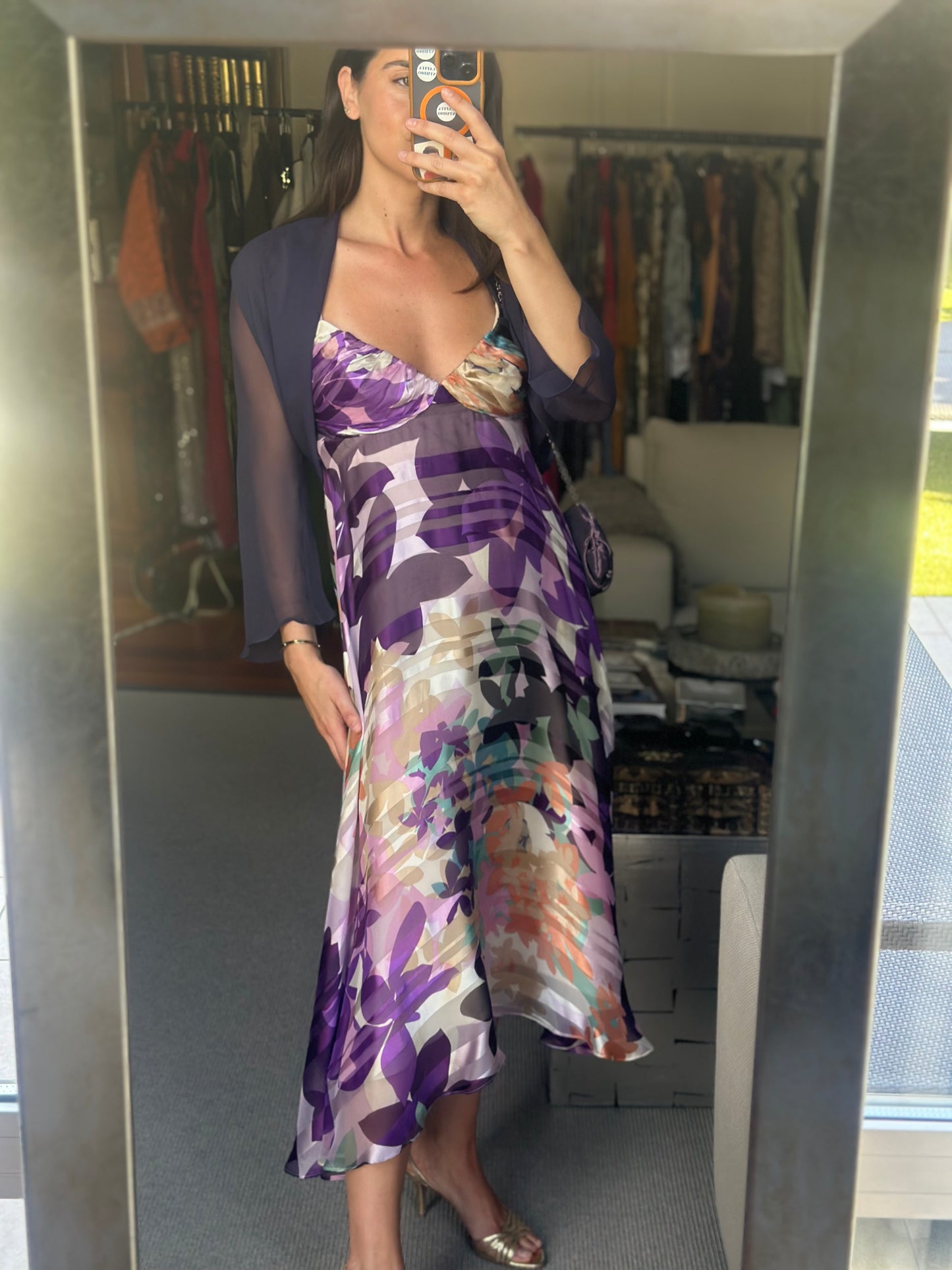 Vestido seda morado