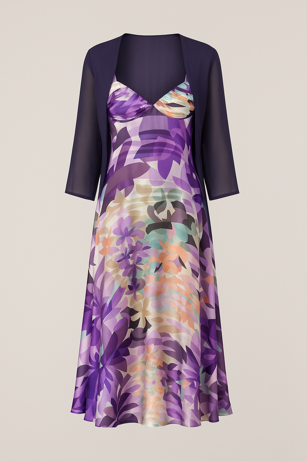 Vestido seda morado