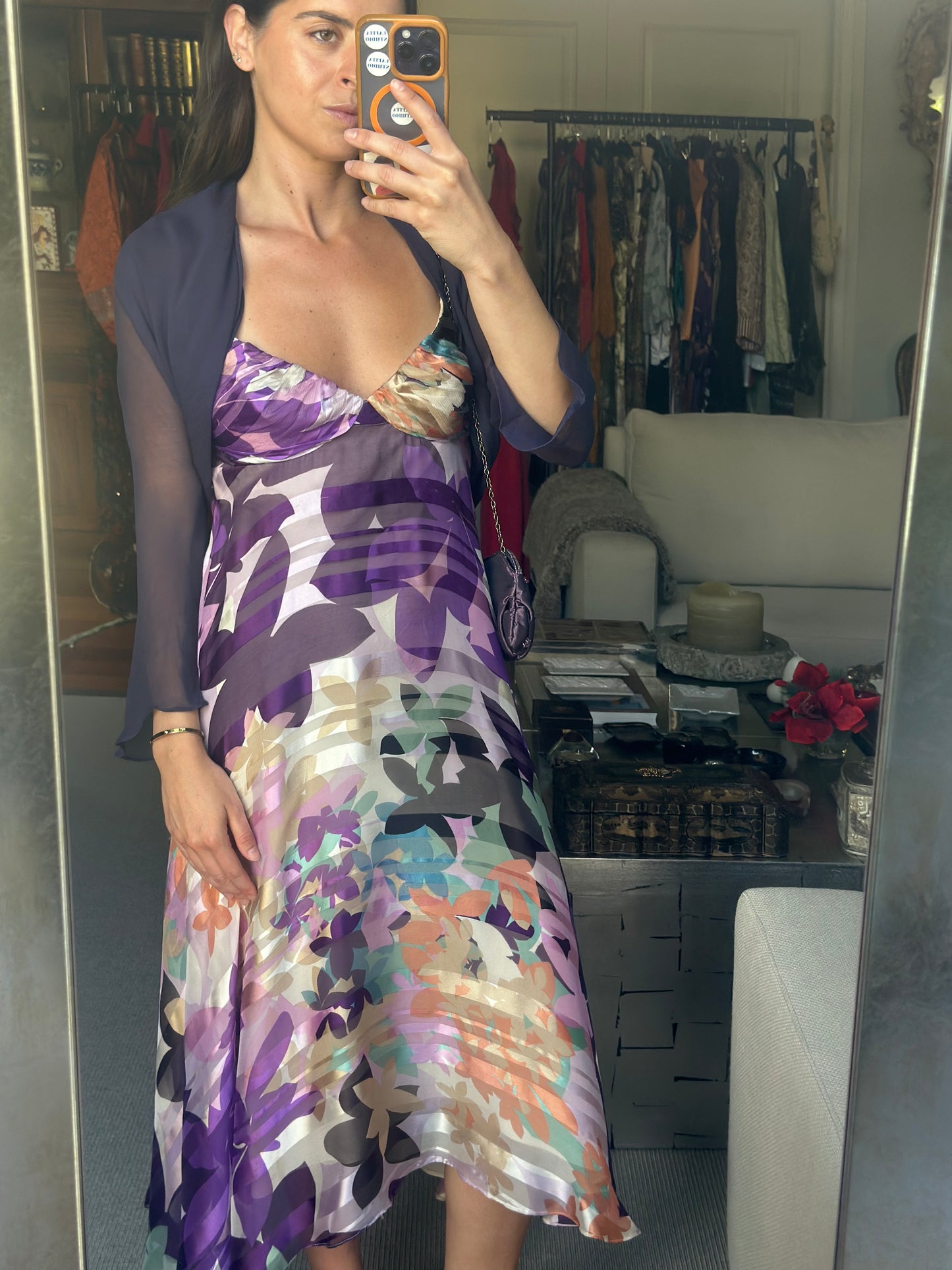 Vestido seda morado