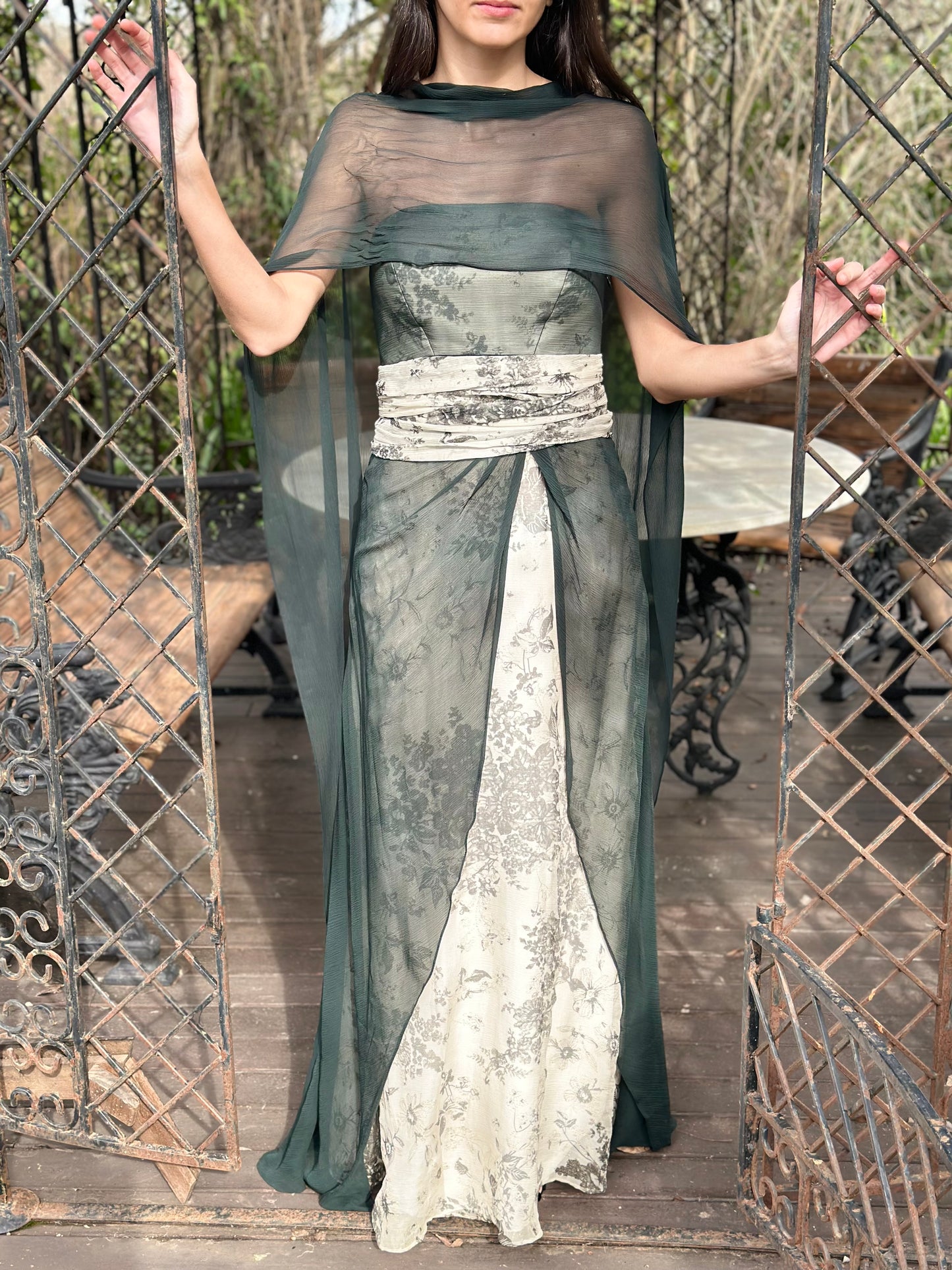 Vestido gasa combinado