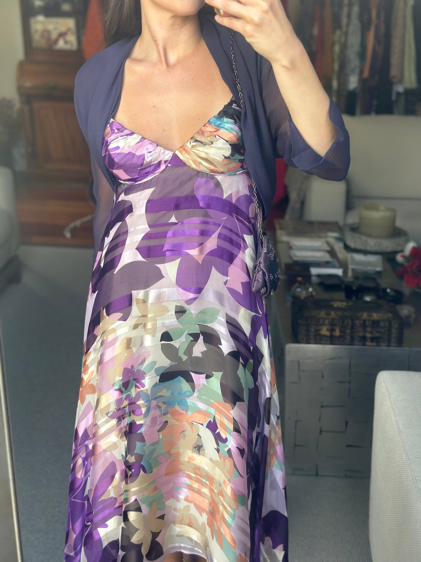 Vestido seda morado
