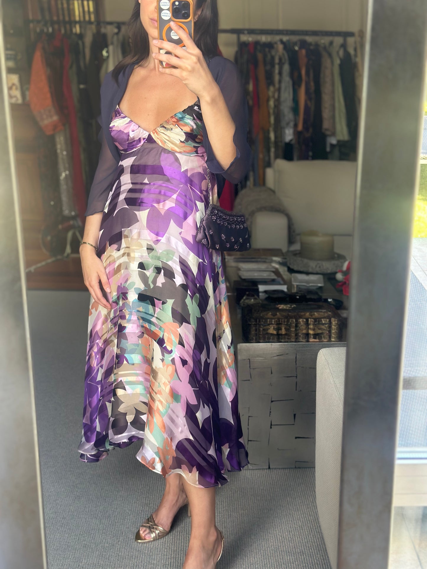 Vestido seda morado