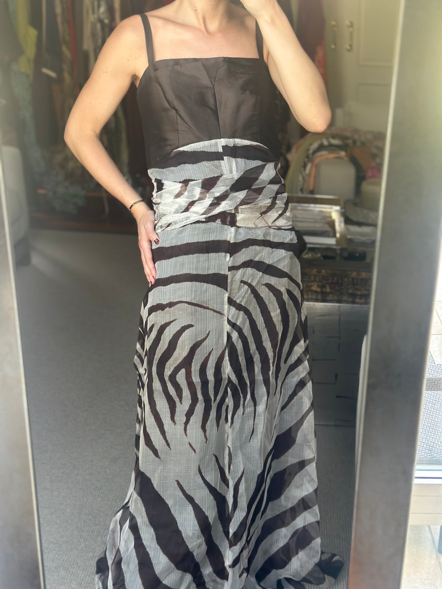 Vestido maxi organza