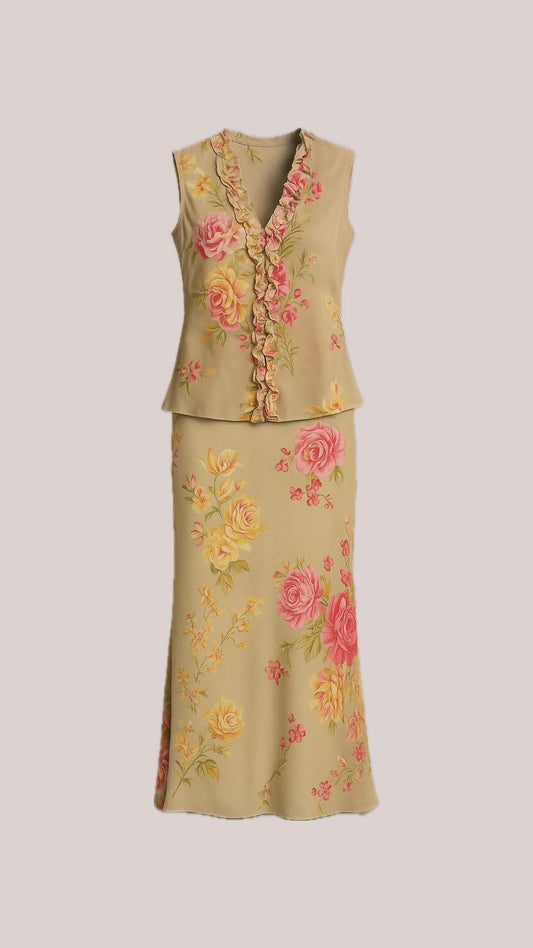Total look floral seda