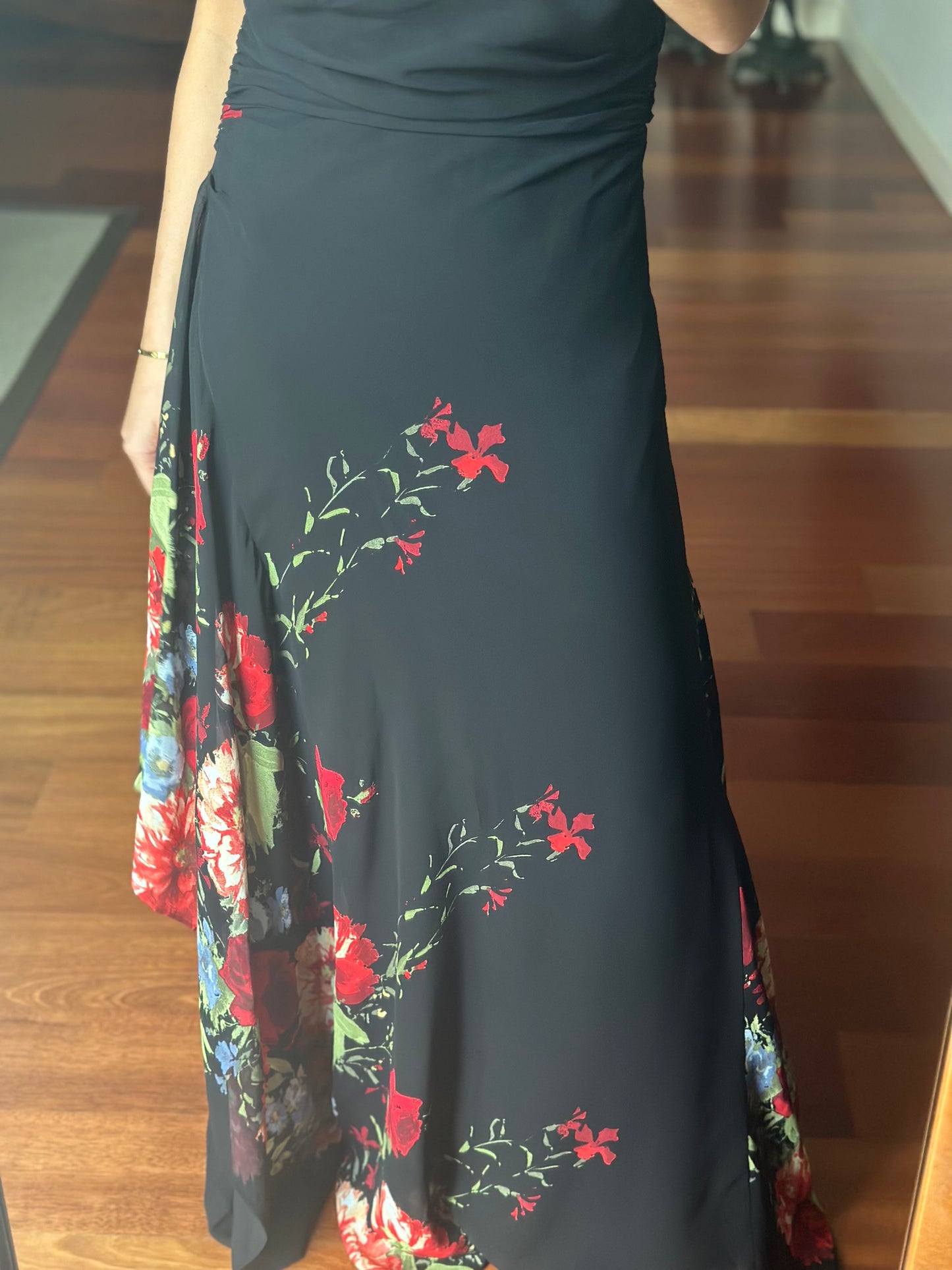 Vestido halter negro flores