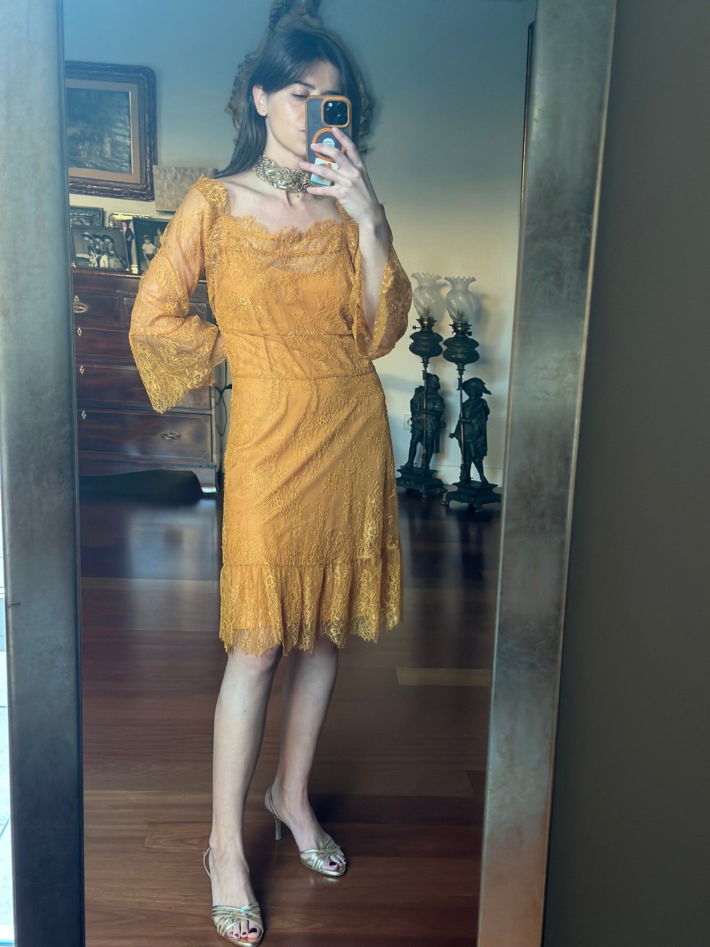 Vestido encaje naranja