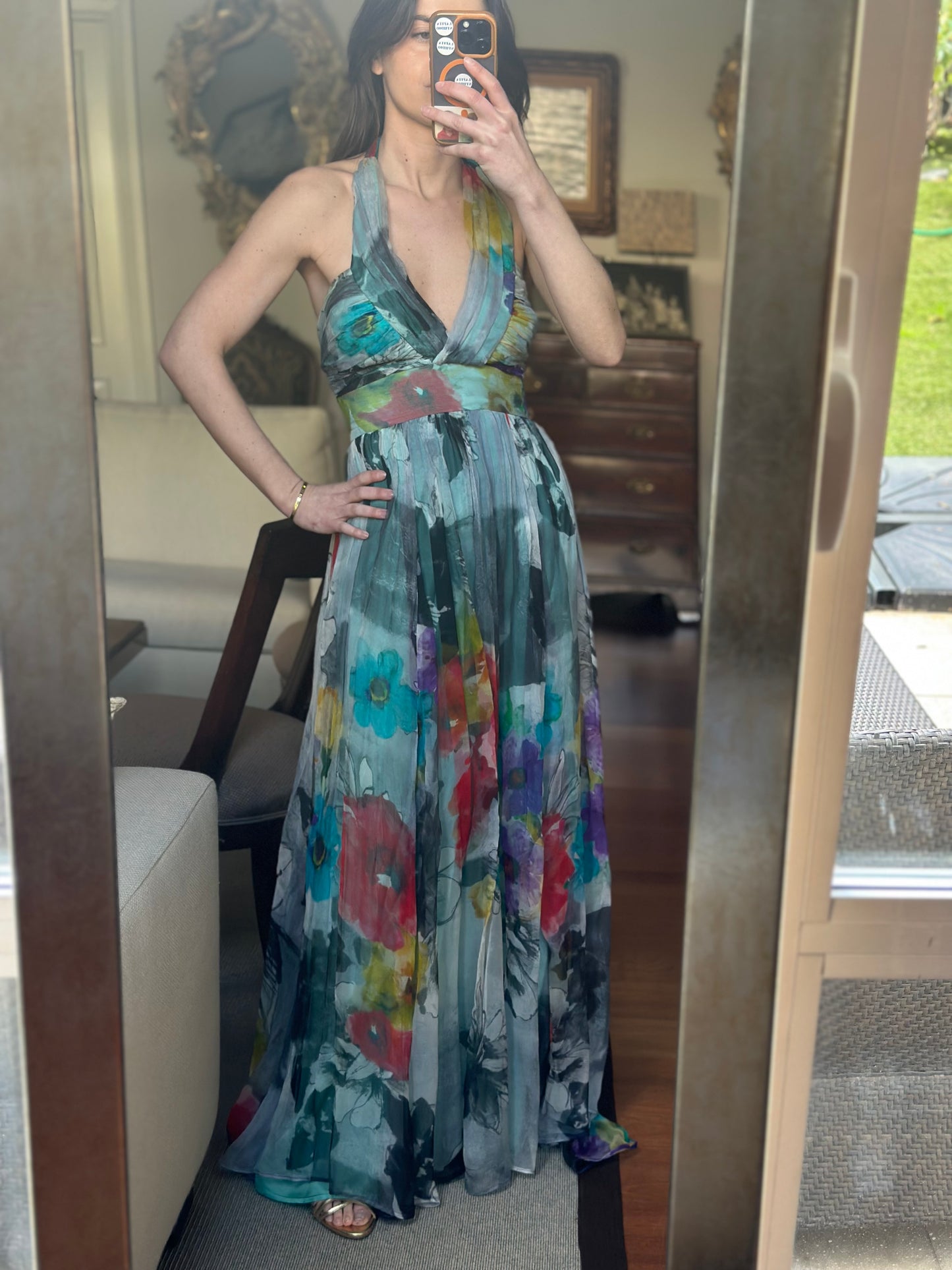 Vestido gasa halter floral