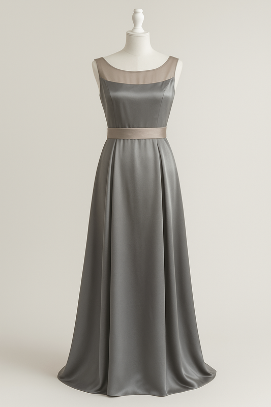 Vestido organza y seda azul