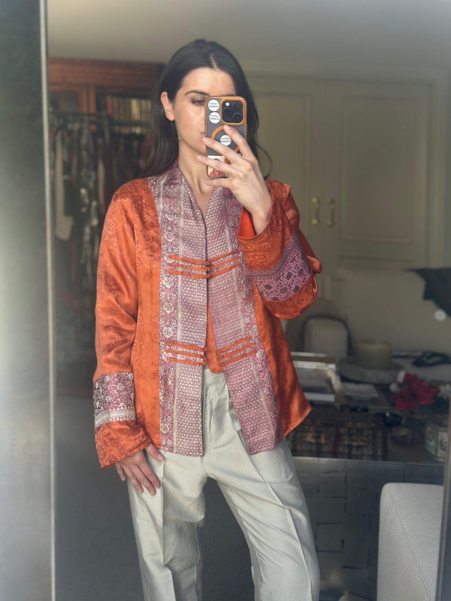Chaqueta asiática seda