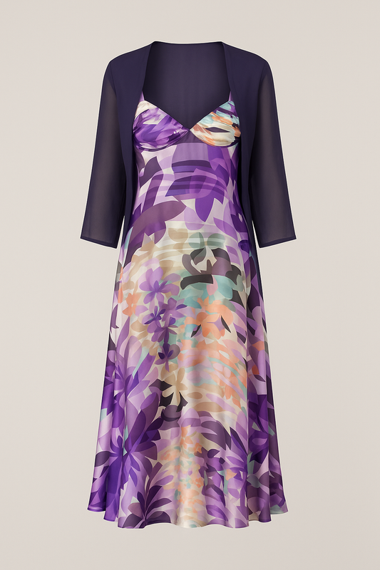 Vestido seda morado