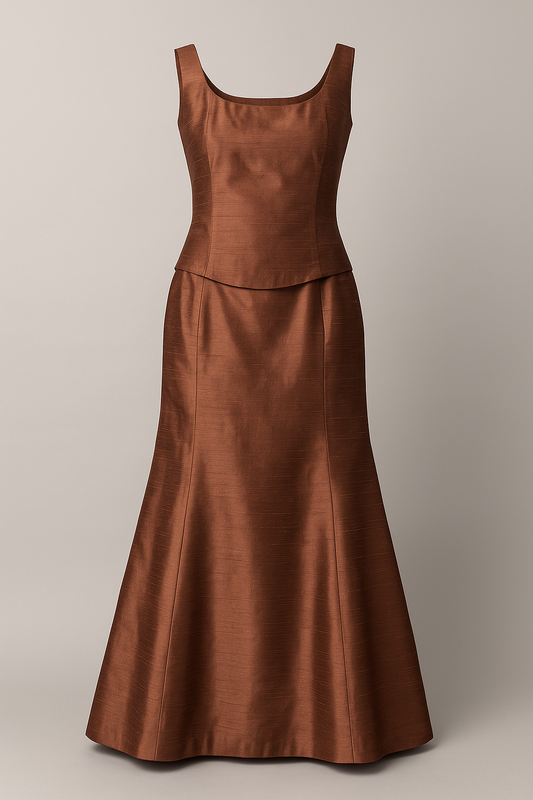 Total look seda salvaje camel