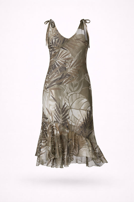 Vestido tropical caqui