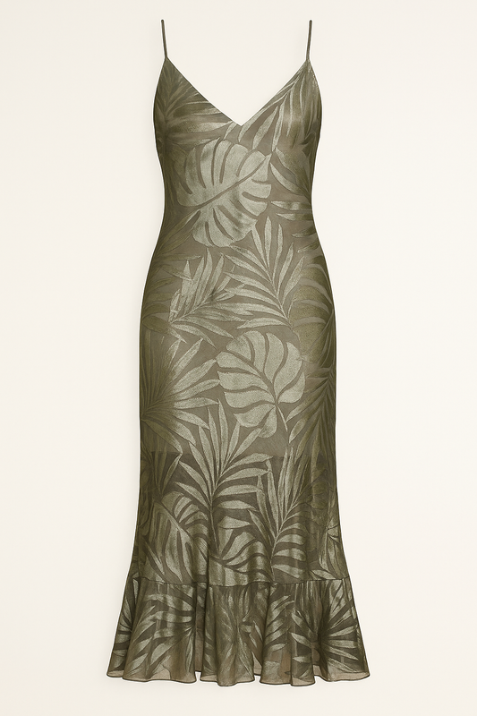 Vestido tropical caqui
