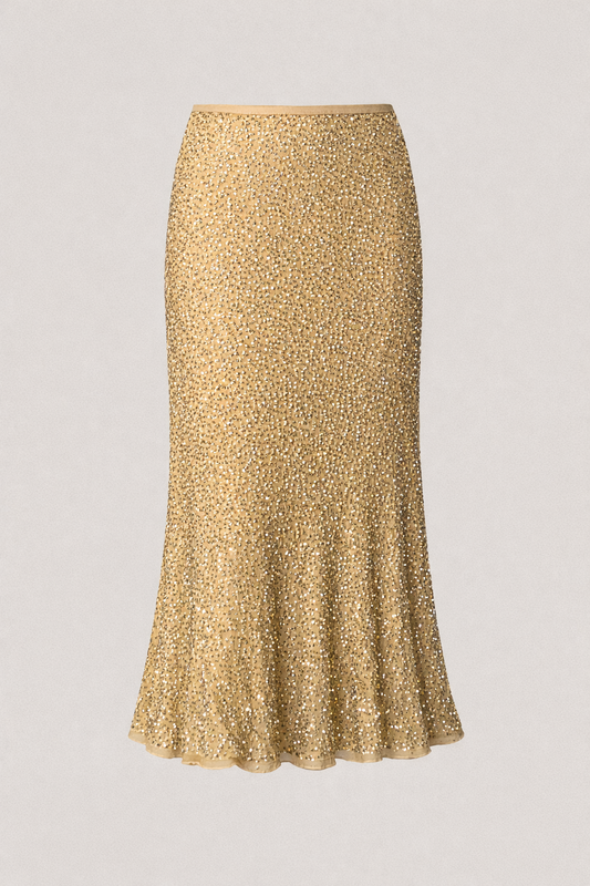 Falda dorada pedrería