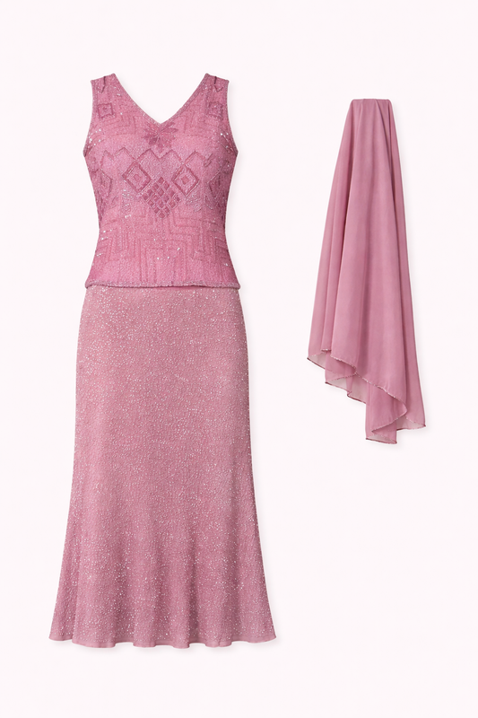 Conjunto pedrería rosa