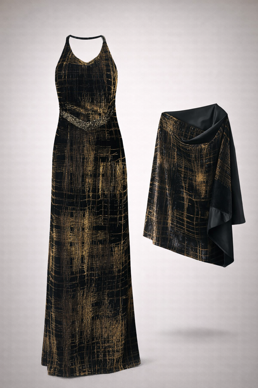 Vestido terciopelo y pedrería