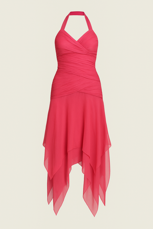 Vestido halter drapeado