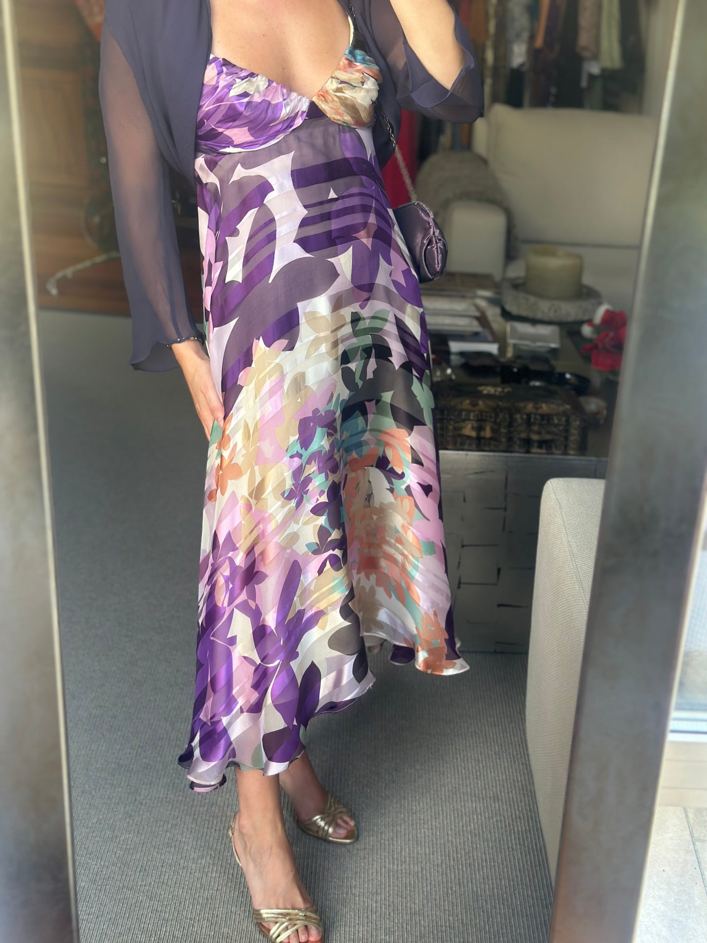 Vestido seda morado