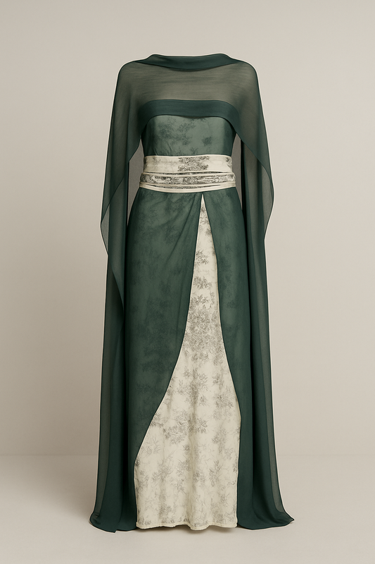 Vestido gasa combinado
