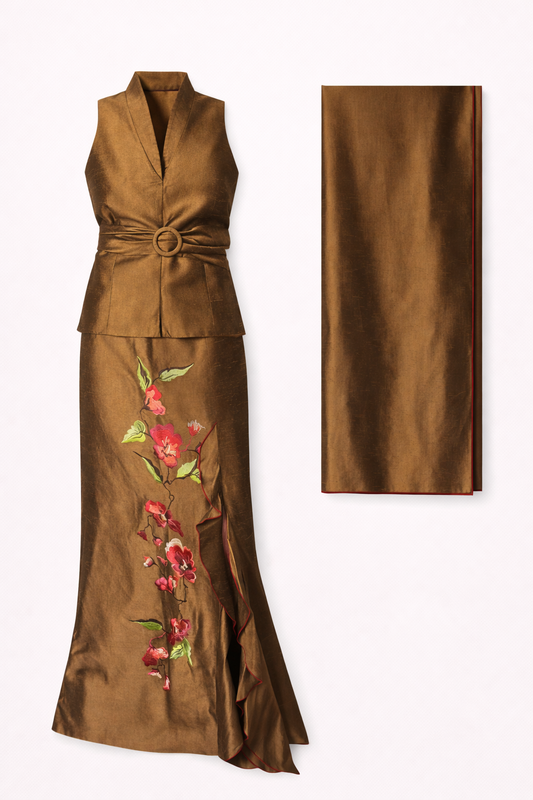 Conjunto seda salvaje flor