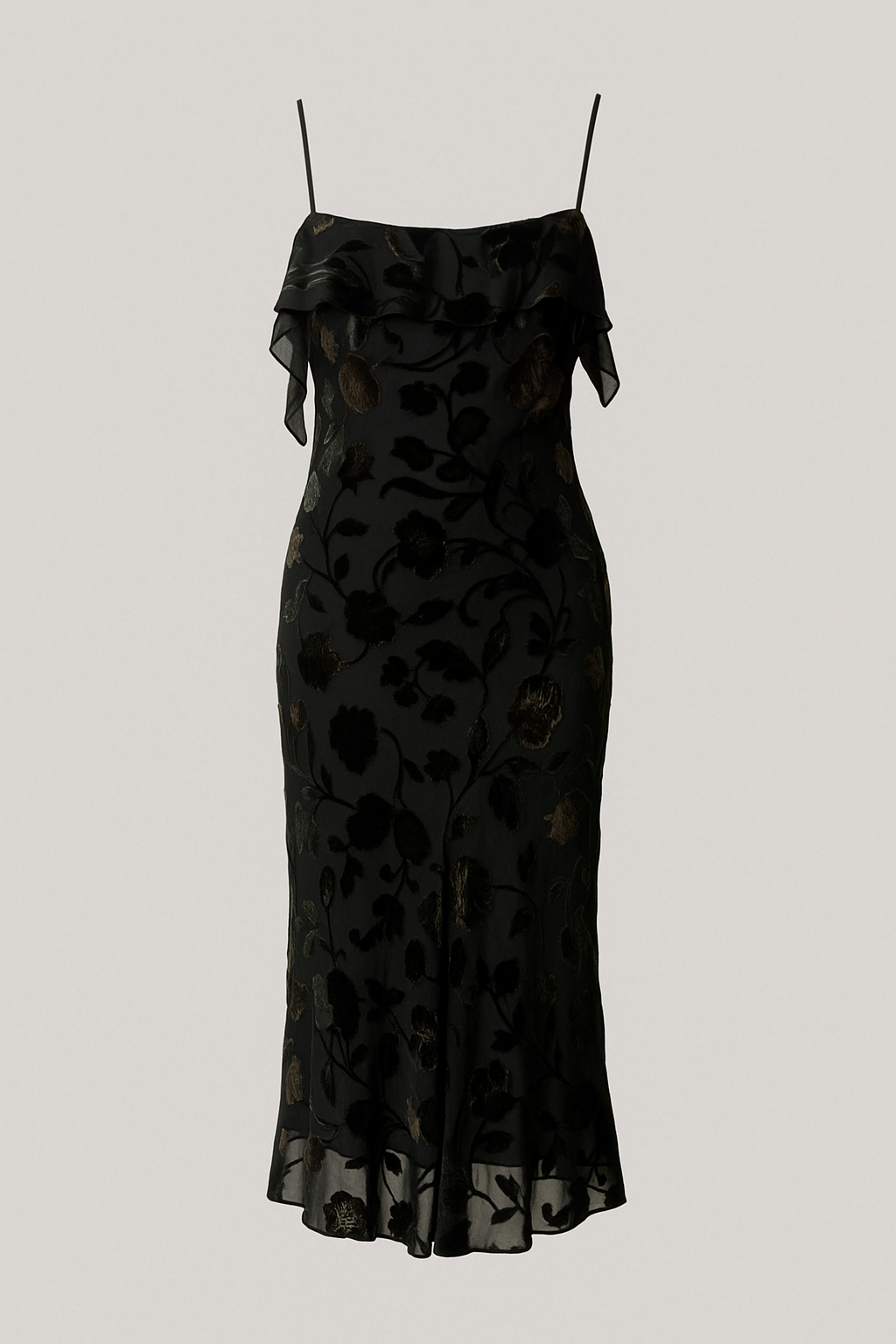 Vestido gasa y Velvet asimétrico