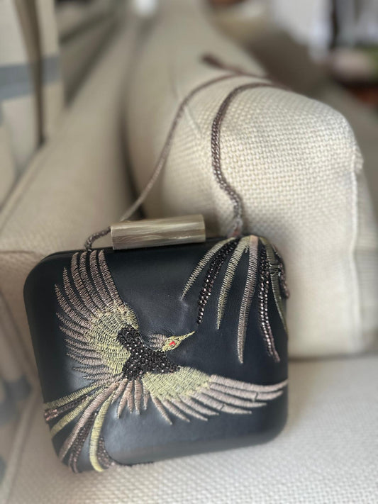 Bolso vintage bordado pájaro